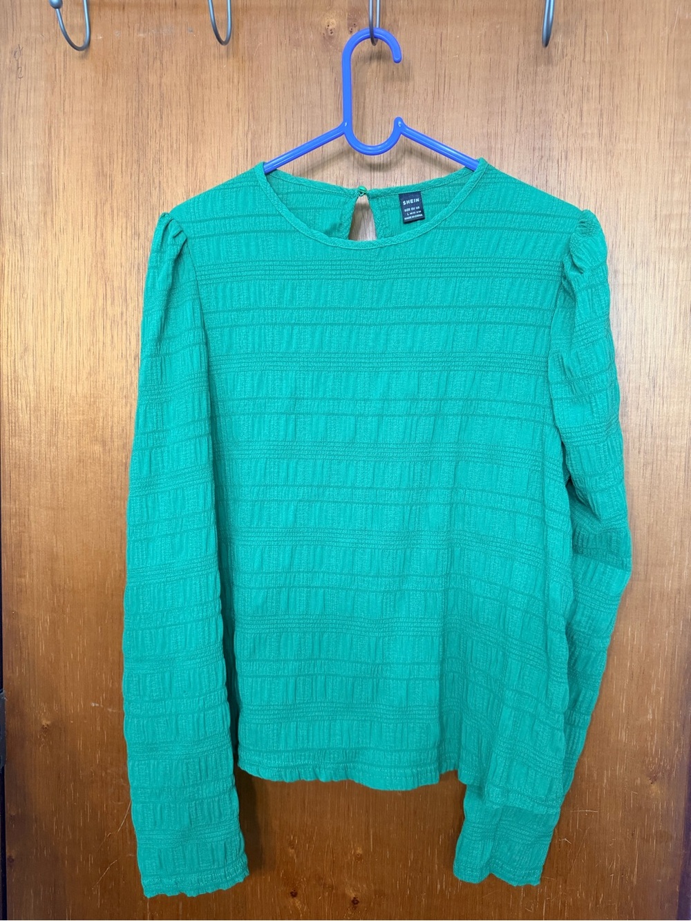 Green Textured Long-Sleeve Woman Shirt